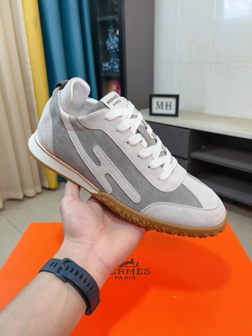 Men's shoes 💰480🌸🌸[HERMES] Hermès sneakers, the upper is made of calfskin and suede, imported materials, full of texture, the lightweight sole is decorated with contrasting patterns, creating a versatile fashion style. Size: 38-44, 45 customized